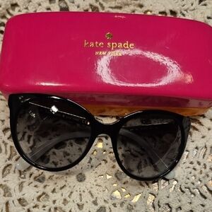 Kate Spade Black Amaya Hello Sunshine Sunglasses with Pink Case